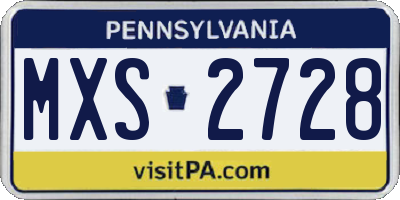 PA license plate MXS2728