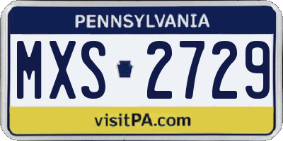PA license plate MXS2729