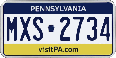 PA license plate MXS2734