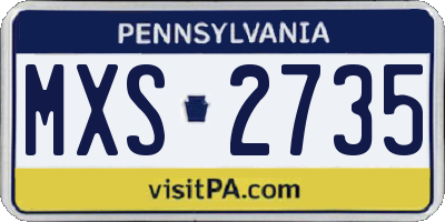 PA license plate MXS2735