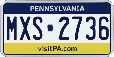 PA license plate MXS2736