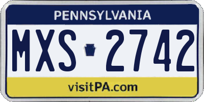 PA license plate MXS2742