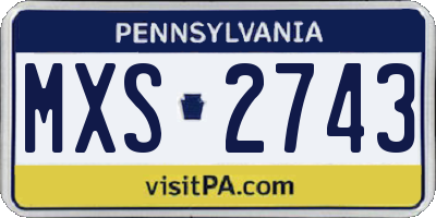 PA license plate MXS2743