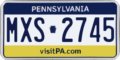 PA license plate MXS2745