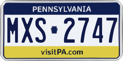 PA license plate MXS2747