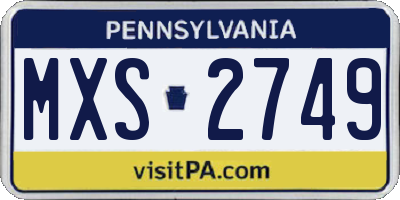 PA license plate MXS2749