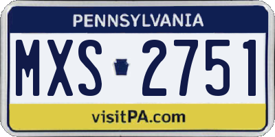 PA license plate MXS2751