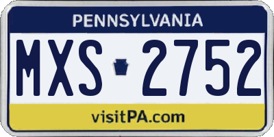 PA license plate MXS2752