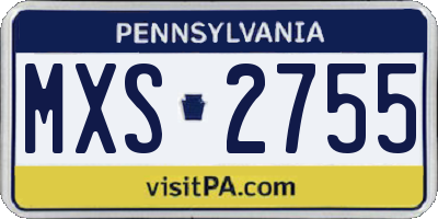 PA license plate MXS2755