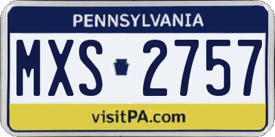 PA license plate MXS2757