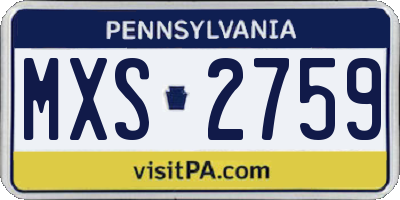 PA license plate MXS2759