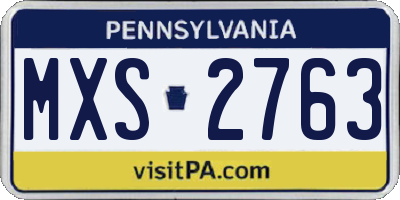 PA license plate MXS2763