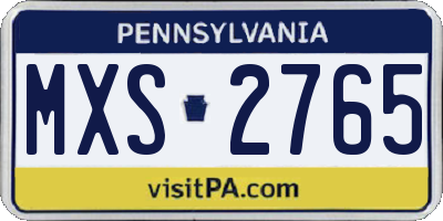PA license plate MXS2765