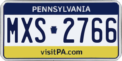 PA license plate MXS2766