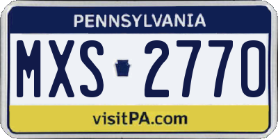 PA license plate MXS2770