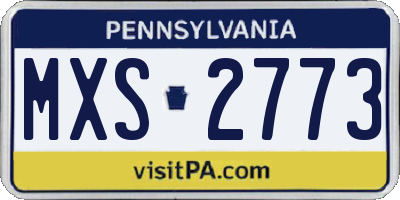 PA license plate MXS2773