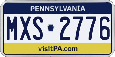 PA license plate MXS2776