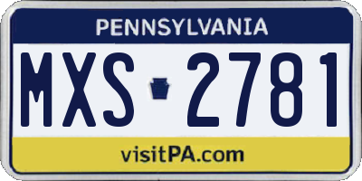 PA license plate MXS2781