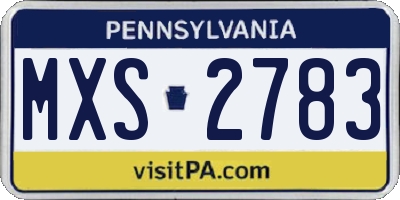 PA license plate MXS2783