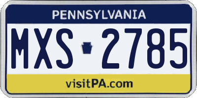 PA license plate MXS2785