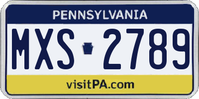 PA license plate MXS2789