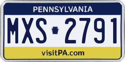 PA license plate MXS2791