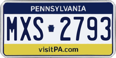 PA license plate MXS2793