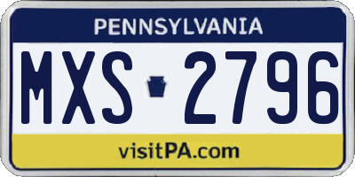 PA license plate MXS2796