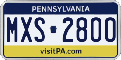 PA license plate MXS2800