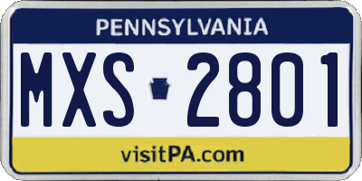 PA license plate MXS2801
