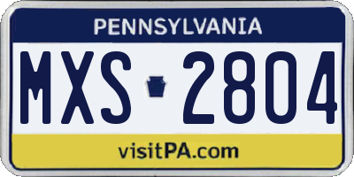 PA license plate MXS2804