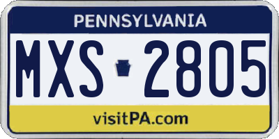 PA license plate MXS2805