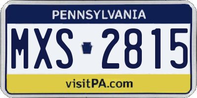 PA license plate MXS2815