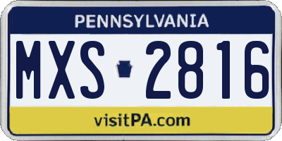 PA license plate MXS2816
