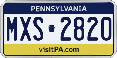 PA license plate MXS2820