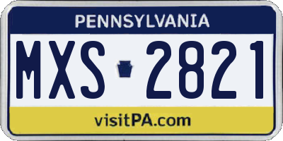 PA license plate MXS2821