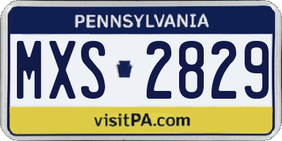 PA license plate MXS2829