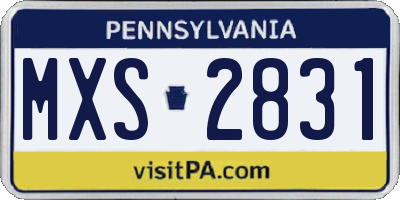 PA license plate MXS2831