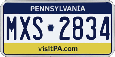 PA license plate MXS2834