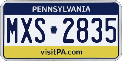 PA license plate MXS2835