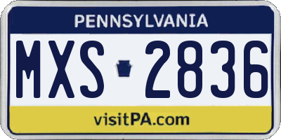 PA license plate MXS2836