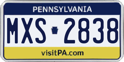 PA license plate MXS2838