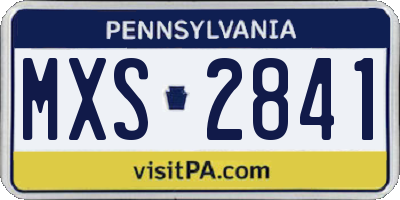 PA license plate MXS2841