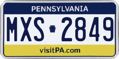 PA license plate MXS2849