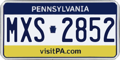 PA license plate MXS2852