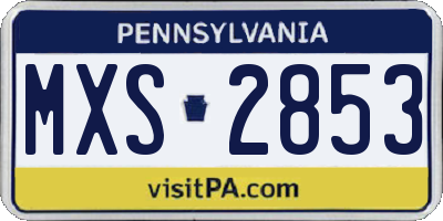 PA license plate MXS2853