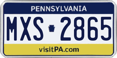 PA license plate MXS2865