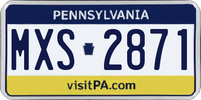 PA license plate MXS2871