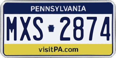 PA license plate MXS2874