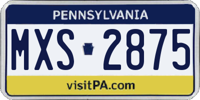 PA license plate MXS2875